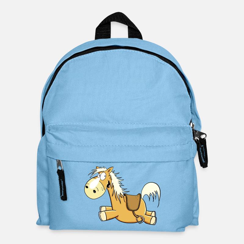 Happy Haflinger Fuchs Pferd I Reiter Geschenk - Kinder Rucksack - Hellblau