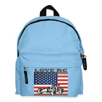 Conception de véhicules tout-terrain et drapeau américain - Sac à dos Enfant - bleu clair - Devant