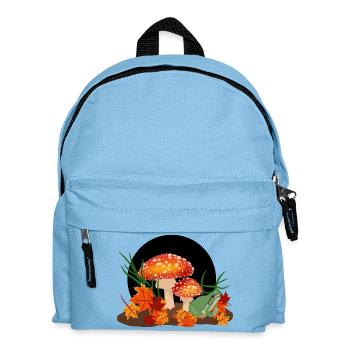 Pilze und Frosch - Kinder Rucksack - Hellblau - Vorne