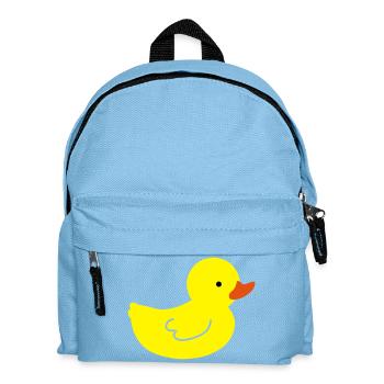Fröhliche Quietscheente: Ein Hauch von Gelb - Kinder Rucksack - Hellblau - Vorne