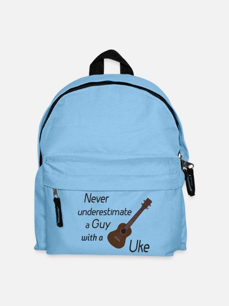 Never underestimate a guy with a Uke! schwarz - Kinder Rucksack - Hellblau