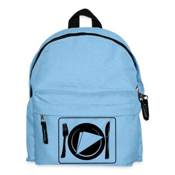 Knife and fork on placemat with plate and napkin - Kids' Backpack - light blue - Front
