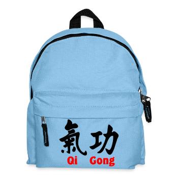 QI Gong mit Text horizontal mit Text rot - Kinder Rucksack - Hellblau - Vorne