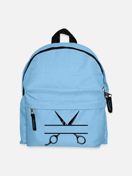 Text banner logo friseur öffnen schere - Kinder Rucksack - Hellblau