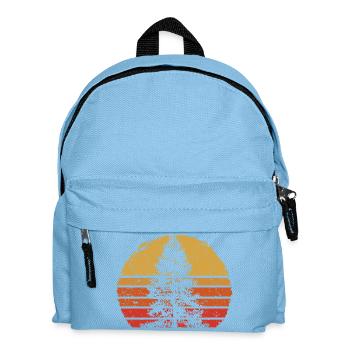 Retro Sonnenuntergang Baum Silhouette - Kinder Rucksack - Hellblau - Vorne