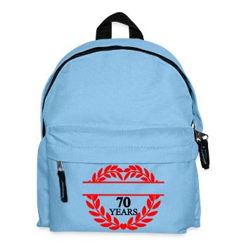 Namensbanner siebzig Jahre, Herz Lorbeerkranz - Kinder Rucksack - Hellblau - Vorne