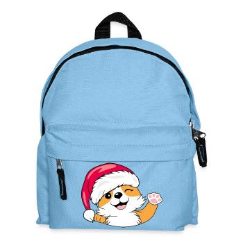 Chien Santa Corgi agitant la main - Sac à dos Enfant - bleu clair - Devant
