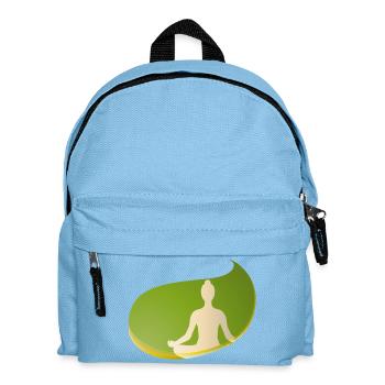 Yoga Silhouette in grüner Tropfenform – Zen Design - Kinder Rucksack - Hellblau - Vorne
