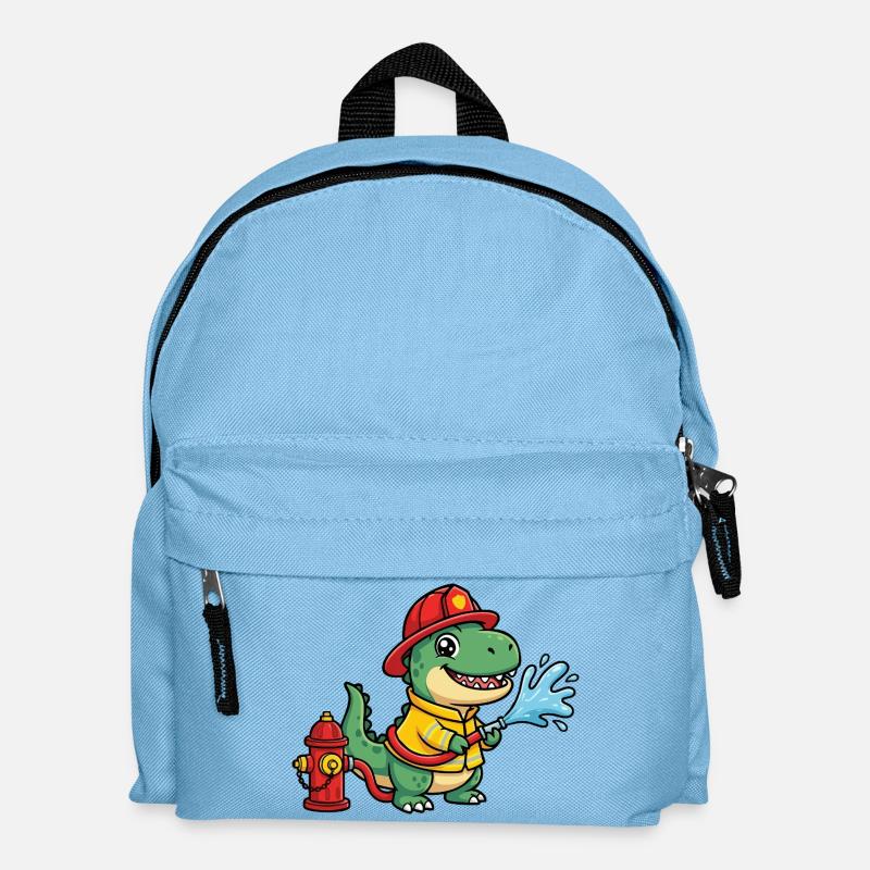 Dino Pompier Héros - Sac à dos Enfant - bleu clair