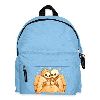 Cozy Skeleton Couple on Sofa – Warmth & Closeness - Kids' Backpack - light blue - Front