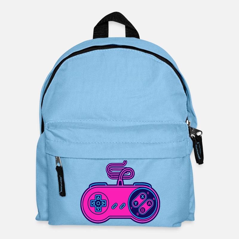 Retro pink neon controller - Kids' Backpack - light blue