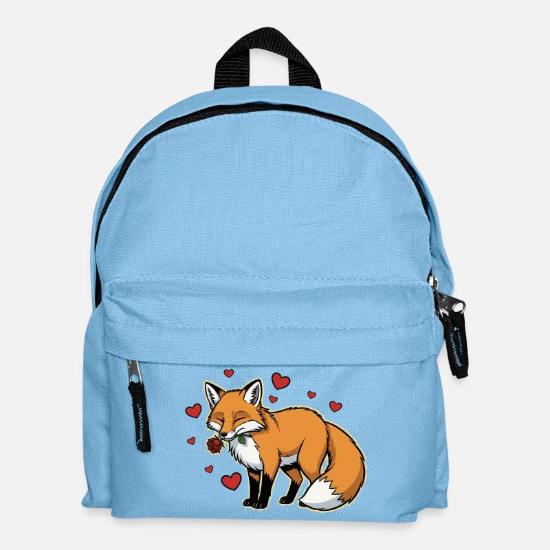 Romantic Fox with Rose - Kids' Backpack - light blue