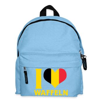 I Love Waffeln Belgium Flag Heart Food Design - Kinder Rucksack - Hellblau - Vorne