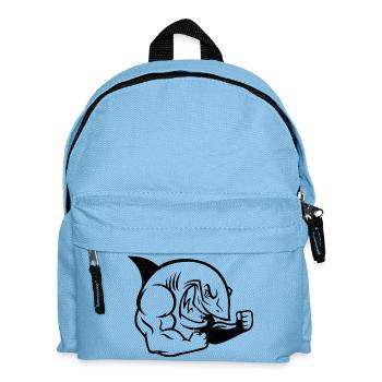 Muscular Shark Bodybuilder Workout Silhouette - Kids' Backpack - light blue - Front