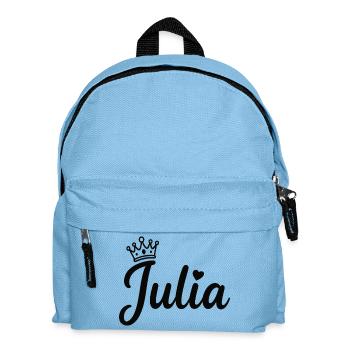 Julia Name Krone Herz Kalligraphie personalisiert - Kinder Rucksack - Hellblau - Vorne