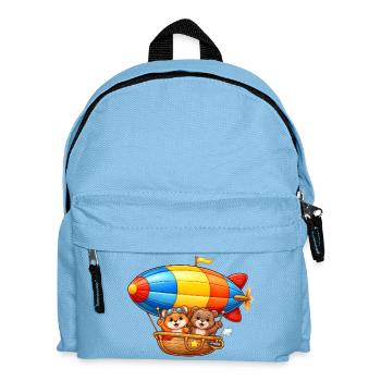 Zeppelin Tiere Motiv Cartoon Luftschiff   - Kinder Rucksack - Hellblau - Vorne