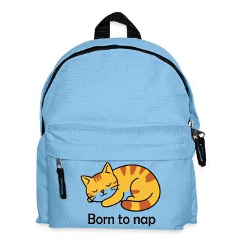 Born to Nap Katze Schlaf Design - Kinder Rucksack - Hellblau - Vorne
