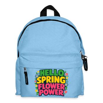 Hello Spring Flower Power Frühlingsspruch - Kinder Rucksack - Hellblau - Vorne