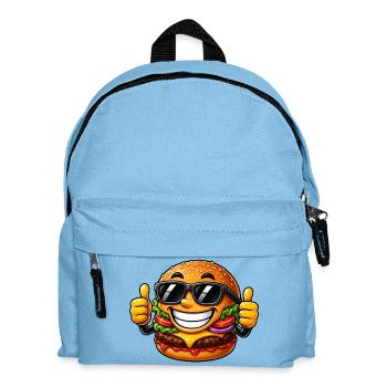 Cool Cheeseburger Cartoon with Sunglasses - Kids' Backpack - light blue - Front