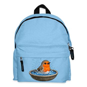 Robin in water bowl - Kids' Backpack - light blue - Front
