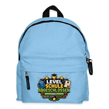 Level Schule abgeschlossen – Abschluss 2026 - Kinder Rucksack - Hellblau - Vorne