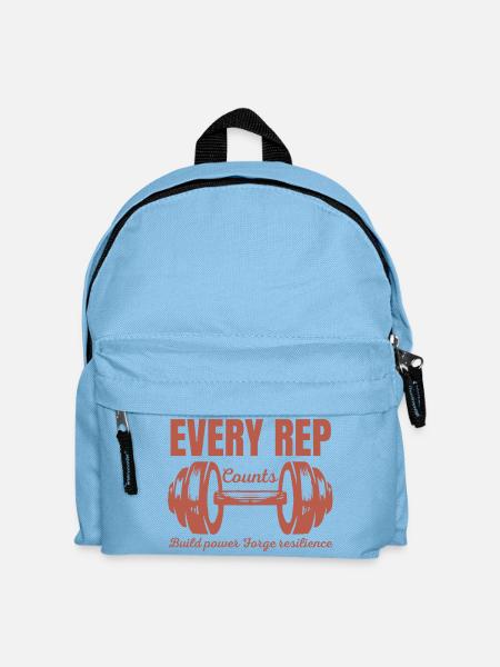 Every Rep Counts Barbell Fitness Gym Motivation - Kids' Backpack - light blue