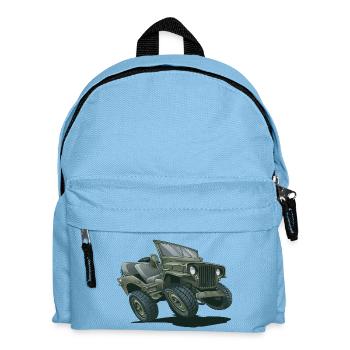 Dessin animé Willys MB sur véhicule tout-terrain | RCCX - Sac à dos Enfant - bleu clair - Devant