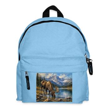 Alpen-Elch am Bergsee - Kinder Rucksack - Hellblau - Vorne