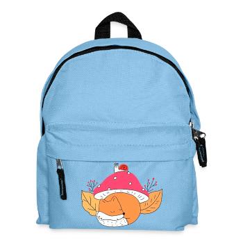 Süßer Fuchs schläft unter Pilz Herbst - Kinder Rucksack - Hellblau - Vorne