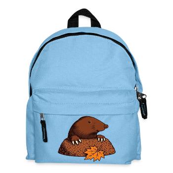 Maulwurf mit Herbstblatt - Kinder Rucksack - Hellblau - Vorne