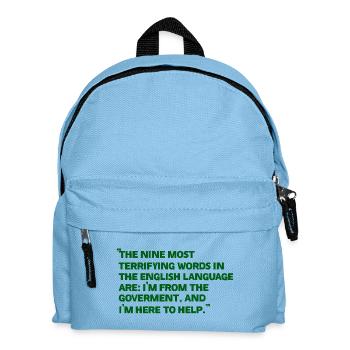 Affiche de citation verte sur le gouvernement - Sac à dos Enfant - bleu clair - Devant