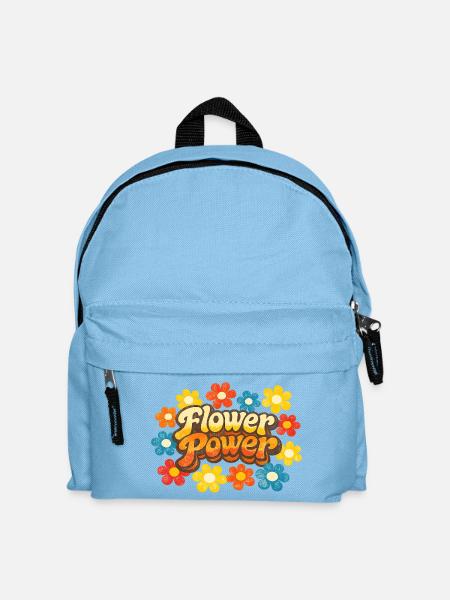 Flower Power Retro - Kinder Rucksack - Hellblau
