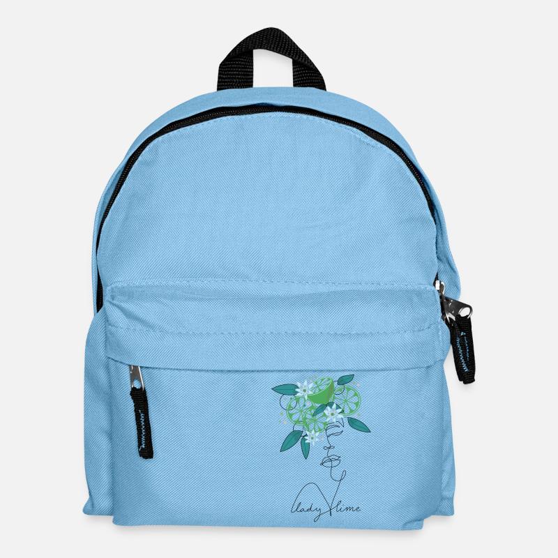 Lady Lime Lineart Design - Kids' Backpack - light blue