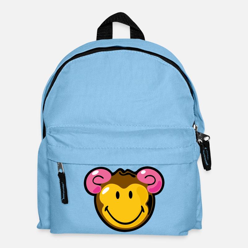 Smiley Monkey - Kinder Rucksack - Hellblau