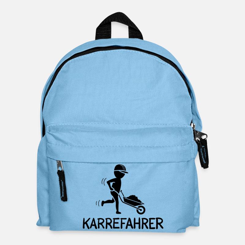 Bauarbeiter mit Schubkarre – KARREFAHRER - Kinder Rucksack - Hellblau