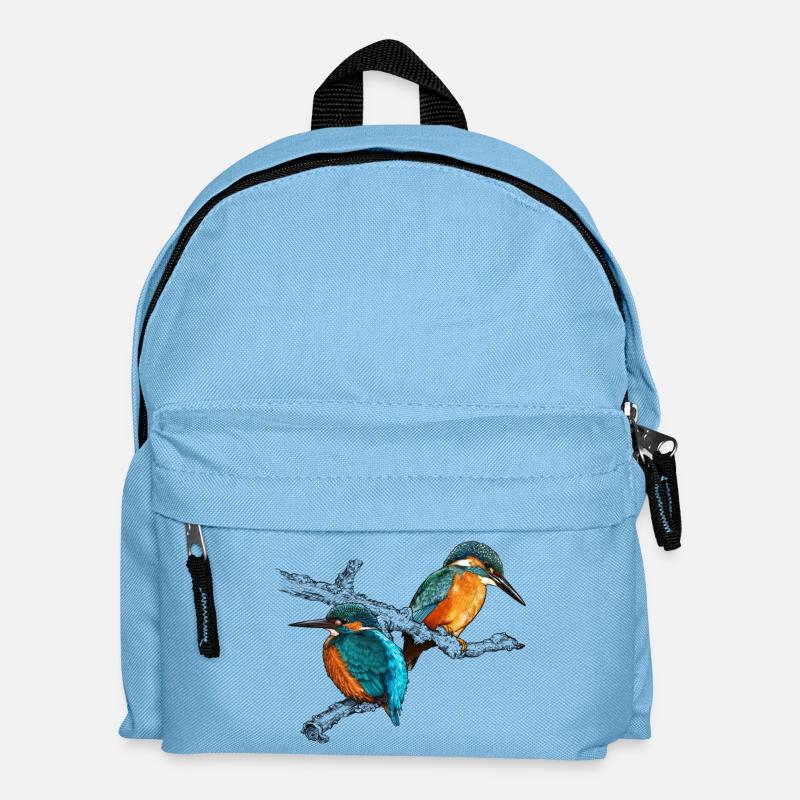 zwei Eisvögel - Kinder Rucksack - Hellblau