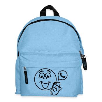 Stick head with a phone and pop-up text berich - Kids' Backpack - light blue - Front