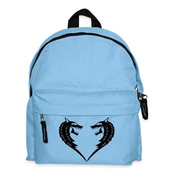 Schwarzes Wolfsherz - Kinder Rucksack - Hellblau - Vorne