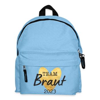 Team Braut 2023 goldenes Herz - Kinder Rucksack - Hellblau - Vorne