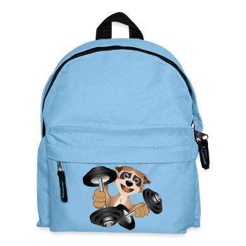 Bodybuilder Erdmännchen mit Hanteln beim Training - Kinder Rucksack - Hellblau - Vorne