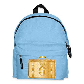 Goldener Luxus-Koffer mit Dollarzeichen - Kinder Rucksack - Hellblau - Vorne