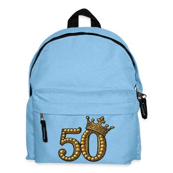 Golden 50 with Crown – Noble Birthday Motif - Kids' Backpack - light blue - Front