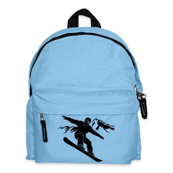 Snowboarder silhouette with mountain panorama - Kids' Backpack - light blue - Front