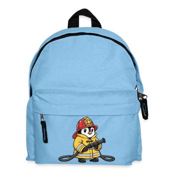 Cute Penguin Fire Brigade Rescuer Cartoon Helper Hero - Kids' Backpack - light blue - Front