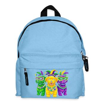 Carnival Canines: Mardi Gras Beaded Trio - Kids' Backpack - light blue - Front