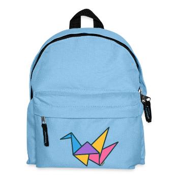 Bunter Origami-Kranich - Kinder Rucksack - Hellblau - Vorne
