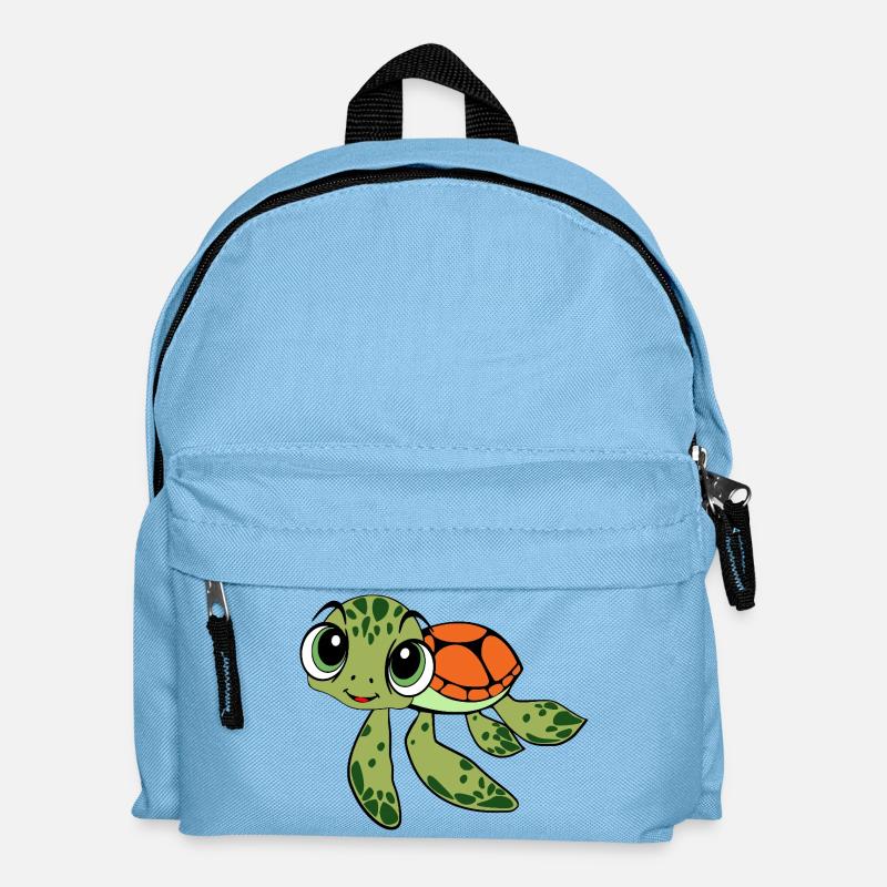 Fröhliche Schildkrötenkarikatur - Kinder Rucksack - Hellblau