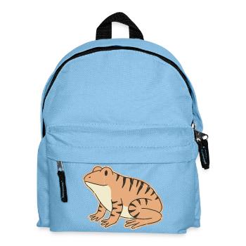 Orangefarbene Kröte mit Retro-Streifen, getigerten Streifen - Kinder Rucksack - Hellblau - Vorne