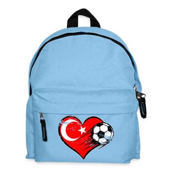 Türkei Flagge Fußball mit Herz used - Kinder Rucksack - Hellblau - Vorne