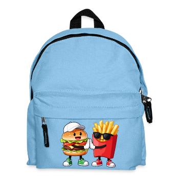 Cheeseburger Mit Handzeichen Lustiges Motiv - Kinder Rucksack - Hellblau - Vorne
